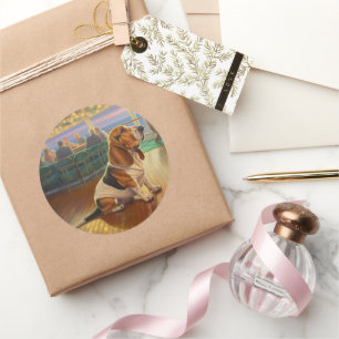 Basset Hound Christmas Cruise: Pawsome Holiday Ronde Sticker