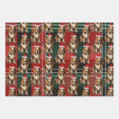 Basset Hound Christmas Dog Red Green Holiday Plaid Inpakpapier Vel (Voorkant 3)