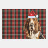 Basset Hound Christmas Dog Red Green Holiday Plaid Inpakpapier Vel (Voorkant)