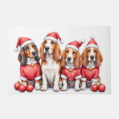 Basset Hound Christmas Dress Santa Hat Deurmat (Voorkant)