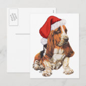 Basset Hound Christmas Feestdagenkaart (Voorkant / Achterkant)