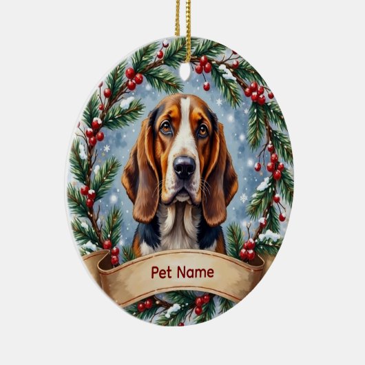 Basset Hound Christmas Keramisch Ornament (Rechts)