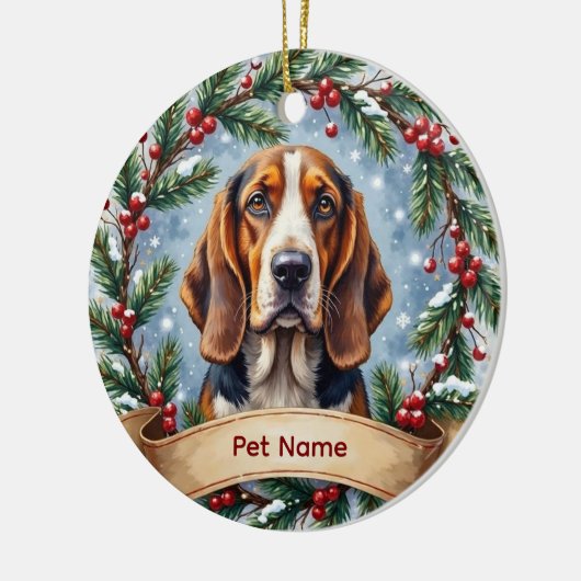 Basset Hound Christmas Keramisch Ornament (Links)