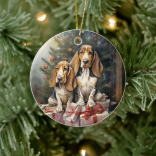 Basset Hound Christmas Keramisch Ornament