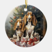 Basset Hound Christmas Keramisch Ornament (Voorkant)