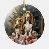 Basset Hound Christmas Keramisch Ornament (Achterkant)