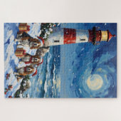 Basset Hound Christmas Lighthouse Holiday Legpuzzel (Horizontaal)