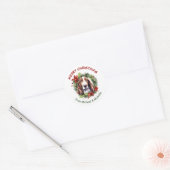 Basset Hound Christmas Poinsettia krans Ronde Sticker (Envelop)