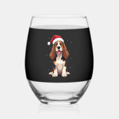 Basset Hound Christmas Tank Top Wijnglas Zonder Voet (Voorkant)