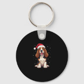 Basset Hound Christmas Tanktop Sleutelhanger (Voorkant)
