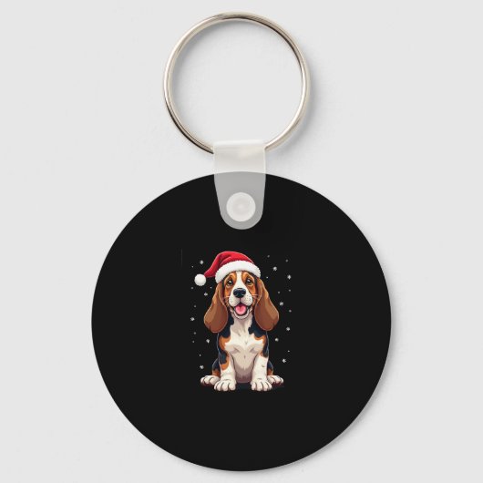 Basset Hound Christmas Tanktop Sleutelhanger (Voorkant)