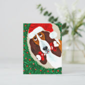 Basset Hound Christmas Wreath Feestdagenkaart (Staand voorkant)