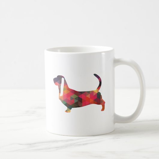 Basset Hound Colorful Geometric Pattern Silhouette Koffiemok (Rechts)
