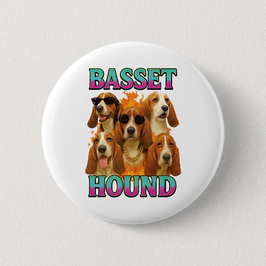 Basset Hound Copy Ronde Button 5,7 Cm (Voorkant)