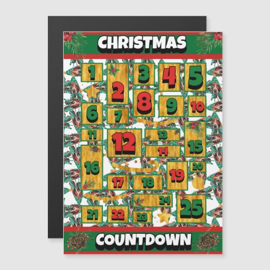 Basset Hound Counterdown Kerstmis Advent Calendar Magnetische Uitnodiging (Voorkant / Achterkant)