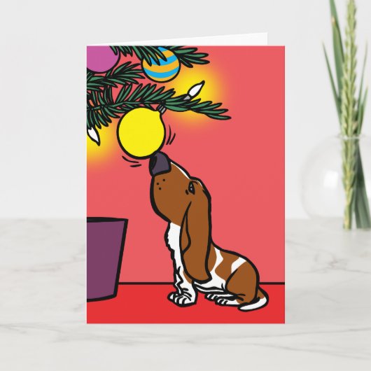 BASSET hound CURIOSITY Feestdagen Kaart (Voorkant)