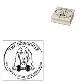 Basset Hound Custom Family Return-adres Rubberstempel (Gestempeld)