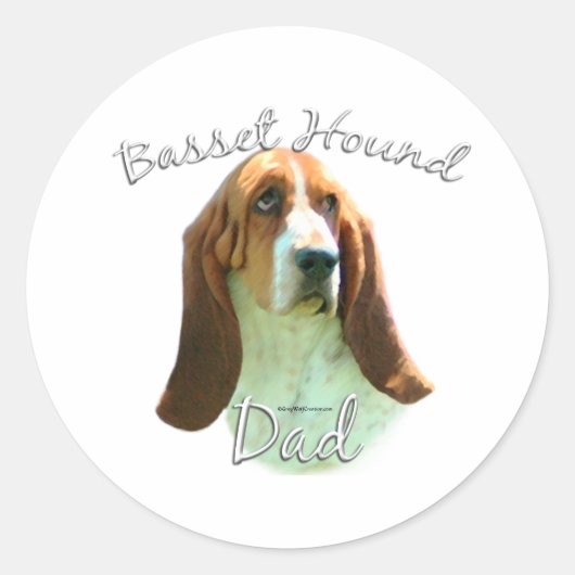 Basset Hound Dad 2 Ronde Sticker (Voorkant)