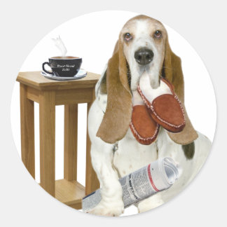 Basset Hound Daddy's Helper Ronde Sticker