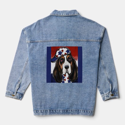 Basset Hound Denim Jacket (Achterkant)