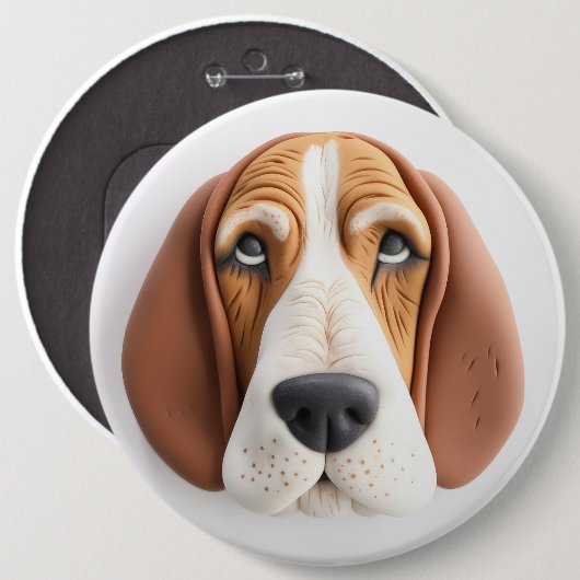 Basset Hound Dog 3D geïnspireerd Ronde Button 6,0 Cm (Voorkant /achterkant)