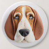 Basset Hound Dog 3D geïnspireerd Ronde Button 6,0 Cm (Voorkant)