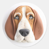 Basset Hound Dog 3D geïnspireerd Ronde Sticker (Voorkant)