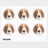 Basset Hound Dog 3D geïnspireerd Ronde Sticker (Vel)