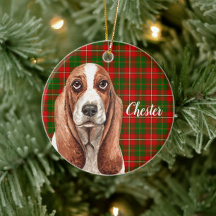 Basset Hound Dog - Aangepast Keramisch Ornament