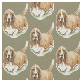 Basset Hound Dog Art Fabric Stof