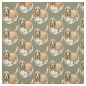 Basset Hound Dog Art Fabric Stof (Swatch)