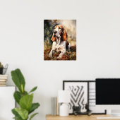 Basset Hound Dog Art Print Poster (Thuiskantoor)