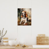 Basset Hound Dog Art Print Poster (Keuken)