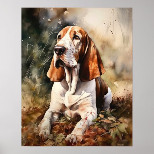Basset Hound Dog Art Print Poster (Voorkant)