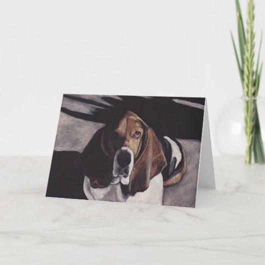 Basset Hound Dog Art Wenskaart Kaart (Voorkant)