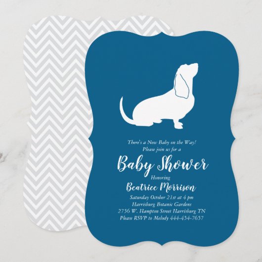 Basset Hound Dog Baby shower Boy Blue Kaart (Voorkant / Achterkant)
