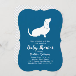 Basset Hound Dog Baby shower Boy Blue Kaart