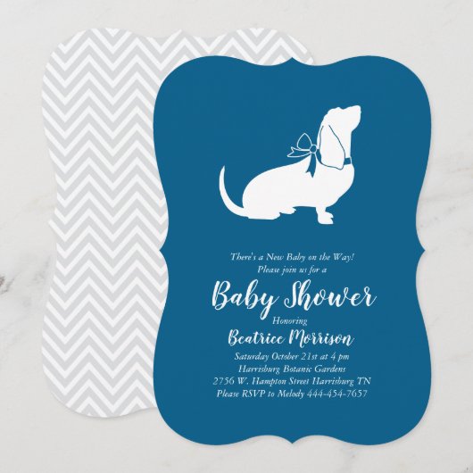 Basset Hound Dog Baby shower Boy Blue Kaart (Voorkant / Achterkant)