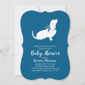 Basset Hound Dog Baby shower Boy Blue Kaart (Voorkant)