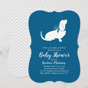 Basset Hound Dog Baby shower Boy Blue Kaart