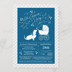 Basset Hound Dog Baby shower Boy Blue Kaart