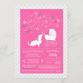 Basset Hound Dog Baby shower Girl Pink Kaart
