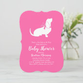 Basset Hound Dog Baby shower Girl Pink Kaart (Staand voorkant)