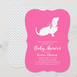Basset Hound Dog Baby shower Girl Pink Kaart