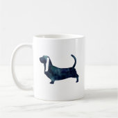 Basset Hound Dog Black Waterverf Silhouette Koffiemok (Links)