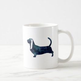 Basset Hound Dog Black Waterverf Silhouette Koffiemok