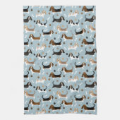 Basset Hound Dog Bones and Paws Kitchen Towel Theedoek (Verticaal)
