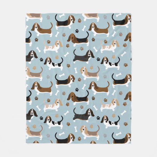 Basset Hound Dog Botten and Paws Fleece Blanket Deken (Voorkant)