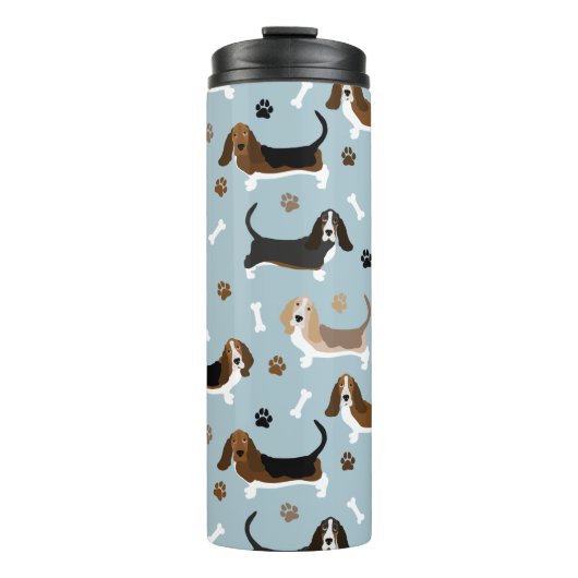 Basset Hound Dog Botten and Paws Thermal Tumbler Thermosbeker (Voorkant)