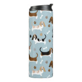 Basset Hound Dog Botten and Paws Thermal Tumbler Thermosbeker (Gedraaid links)